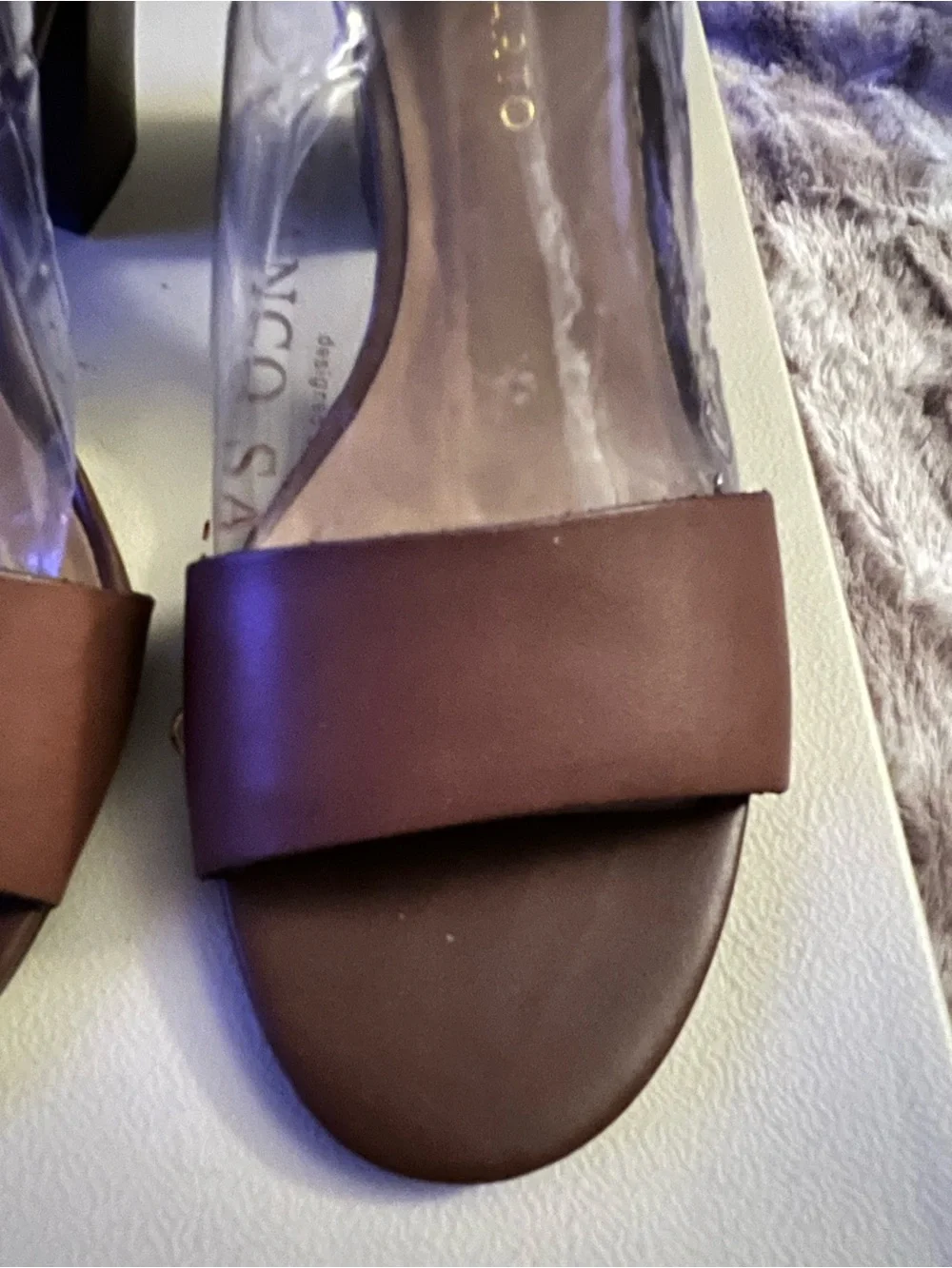Franco Sarto Women's Brown/Black Strappy Ankle Strap Buckle Sandals Solid 7.5 M